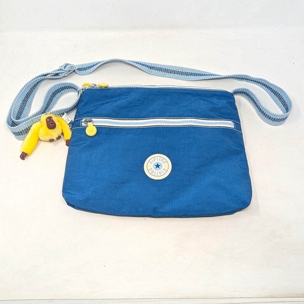 Kipling Blue Nylon Crossbody Bag with Ginny Monkey Keychain KIC2A3-N4Z